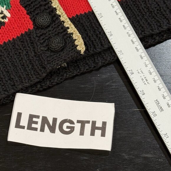 VTG 90s Talbots Womens Large Christmas Toy Train Hand Knit Red Cardigan Sweater - Picture 12 of 12